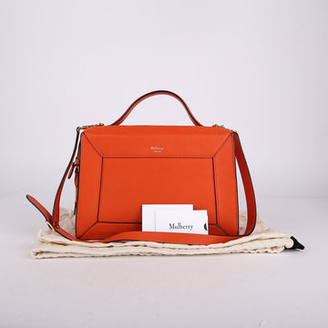 MULBERRY H4759 Kleine Orange Leder Hopton Tote und Schultertasche 18365034