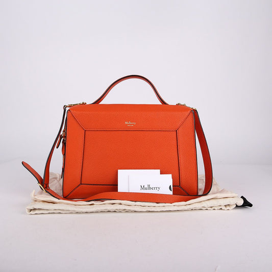MULBERRY HH4169 スモール オレンジ レザー ホプトン トート 兼 ショルダーバッグ 18365034