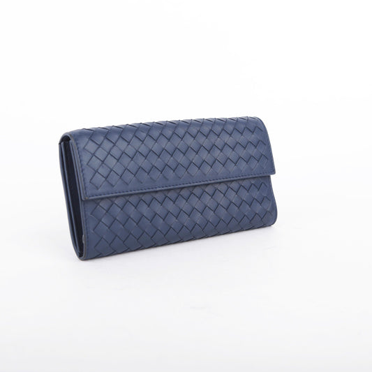 Bottega Veneta Navy Intrecciato Leather Long Wallet 150509 18388053
