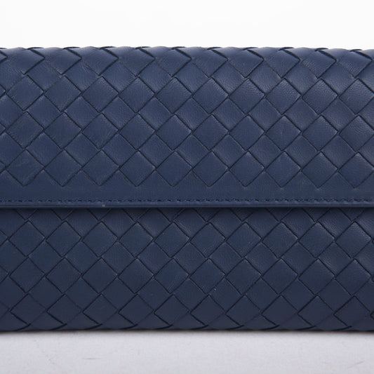 Bottega Veneta Navy Intrecciato Leather Long Wallet 150509 18388053
