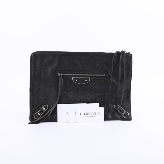 Balenciaga Classic Edge Clutch Black Leather 390186 18298408