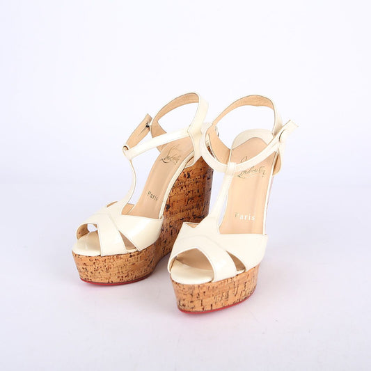 CHRISTIAN LOUBOUTIN 220 mm weißes Emaille Offene Spitze Wedge-Heels 18996166
