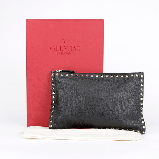 Valentino NW2P0269VSH Black Leather Rockstud Clutch Bag 24185862