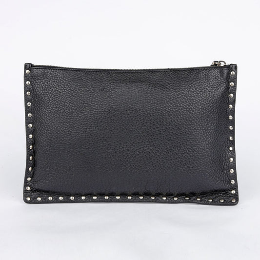 Valentino NW2P0269VSH Black Leather Rockstud Clutch Bag 24185862