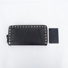 VALENTINO IW2P0079 ブラック レザー ロックスタッド ジップ ロング ウォレット 24582065 [P]