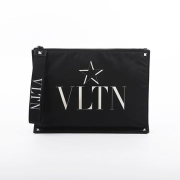 VALENTINO Schwarze Stoff-Logo-Patch-Armketten-Clutch 24658201