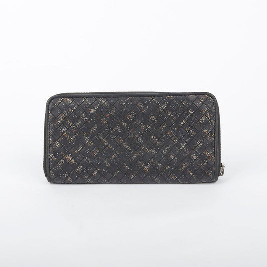 Bottega Veneta Black Leather Intrecciato Painted Zip Around Wallet 12345 26034443