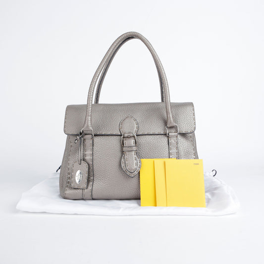 FENDI 8BR656 メタリックレザー セレリア リンダ トートバッグ 26097189