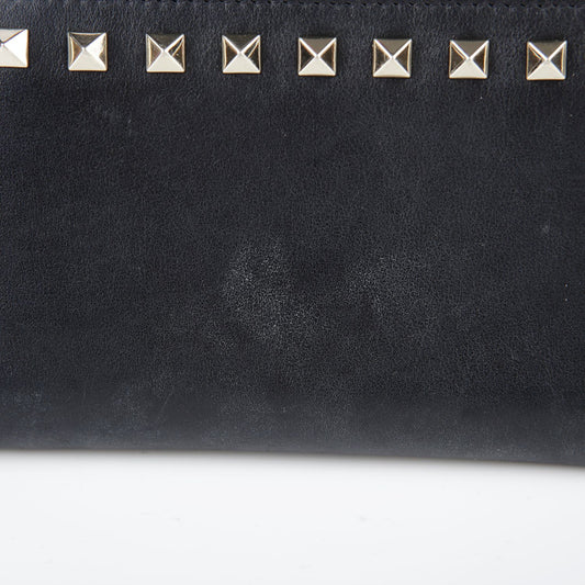 Valentino Black Leather Rockstud Long Wallet 26097362
