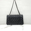 CHANEL Classic Medium Flap Shoulder Bag Lambskin Black Silver A01112 163155874 [P]