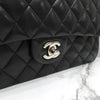 CHANEL Classic Medium Flap Shoulder Bag Lambskin Black Silver A01112 163155874 [P]