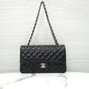 CHANEL Classic Medium Flap Shoulder Bag Lambskin Black Silver A01112 163155874 [P]
