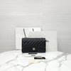 CHANEL Classic Medium Flap Shoulder Bag Lambskin Black Silver A01112 163155874 [P]