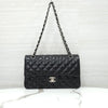 CHANEL Classic Medium Flap Shoulder Bag Lambskin Black Silver A01112 163155874 [P]