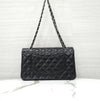 CHANEL Classic Medium Flap Shoulder Bag Lambskin Black Silver A01112 163155874 [P]