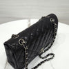CHANEL Classic Medium Flap Shoulder Bag Lambskin Black Silver A01112 163155874 [P]