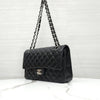 CHANEL Classic Medium Flap Shoulder Bag Lambskin Black Silver A01112 163155874 [P]