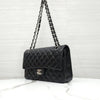 CHANEL Classic Medium Flap Shoulder Bag Lambskin Black Silver A01112 163155874 [P]