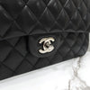 CHANEL Classic Medium Flap Shoulder Bag Lambskin Black Silver A01112 163155874 [P]