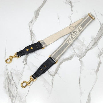 Dior Gray Embroidered Canvas Ring Shoulder Strap 10376 163155885 [P]
