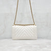 CHANEL Boy Bag Medium Chevron Caviar White Gold 9069 163156008 [P]