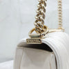 CHANEL Boy Bag Medium Chevron Caviar White Gold 9069 163156008 [P]