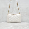 CHANEL Boy Bag Medium Chevron Caviar White Gold 9069 163156008 [P]