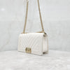 CHANEL Boy Bag Medium Chevron Caviar White Gold 9069 163156008 [P]