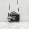 CHANEL Mini Top Handle Cosmetic Bag Black White 8846 163156579 [P]