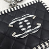 CHANEL Mini Top Handle Cosmetic Bag Black White 8846 163156579 [P]