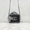 CHANEL Mini Top Handle Cosmetic Bag Black White 8846 163156579 [P]