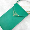Prada Triangle Logo Green Phone Pouch Leather Mini Chain Bag 8582 163156597 [P]