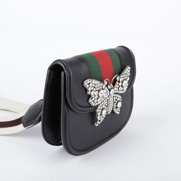 GUCCI Schwarze Leder Schmetterling Kristall Totem Schultertasche 26421086