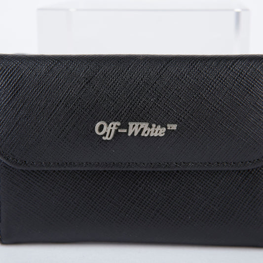 Off White Black Leather Logo Chain Strap Wallet 26421111