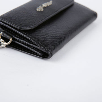 Off White Black Leather Logo Chain Strap Wallet 26421111