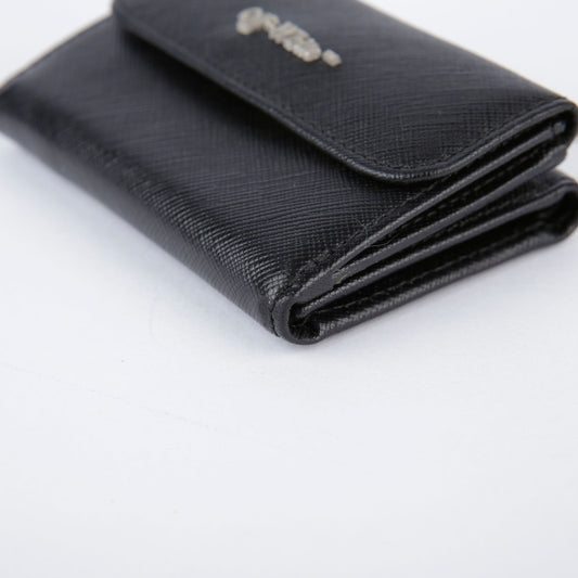 Off White Black Leather Logo Chain Strap Wallet 26421111