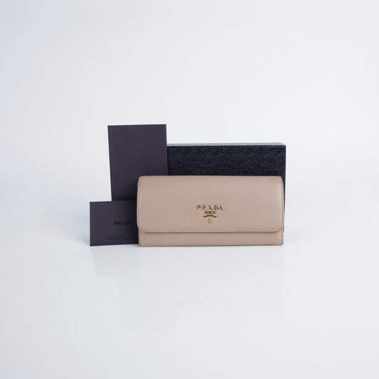 Prada Multi-Color Saffiano Leather Long Wallet Beige Red 1MH132 26467527