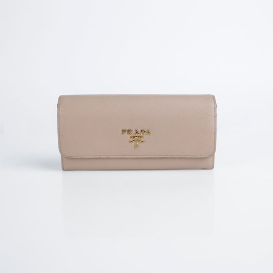 Prada Multi-Color Saffiano Leather Long Wallet Beige Red 1MH132 26467527