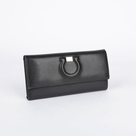 Salvatore Ferragamo C827 Black Leather Ganchigi Long Wallet 22 26482642