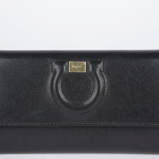 Salvatore Ferragamo C827 Black Leather Ganchigi Long Wallet 22 26482642