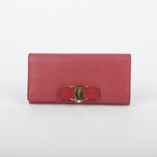 Salvatore Ferragamo Red Leather Long Wallet A900 22 26563059