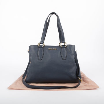 MIU MIU Navy Vitello Tote und Schultertasche 26577102