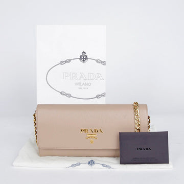 PRADA Beige Vitello Move Leder WOC Crossbody Tasche 26654387