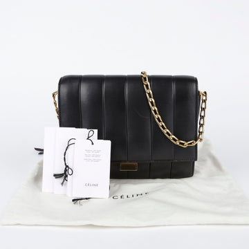 CELINE Quilted Shoulder Bag Chain Black 180373 27382719