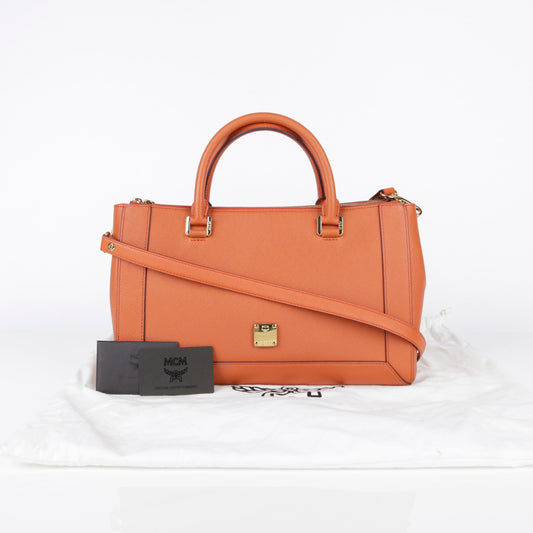 MCM MWT2ALN09OR001 M Größe Orange Leder Nuovo Tote- und Schultertasche 27555191 [P]