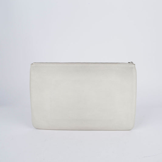 BALENCIAGA 551994 ラージサイズ ホワイト レザー エブリデイ クラッチ 27845923