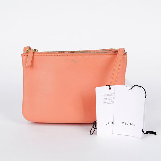 CELINE ミディアム ピンク レザー トリオ クロスバッグ 165113 27856863