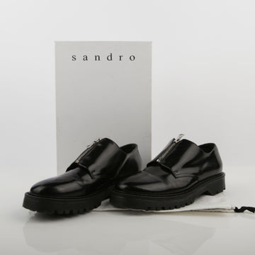 SANDRO 260mm ブラック レザー ジッパー ダービーシューズ 27966831