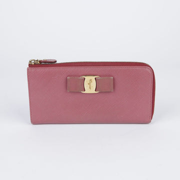 Salvatore Ferragamo Pink Saffiano Leather Long Wallet C124 22 28135370