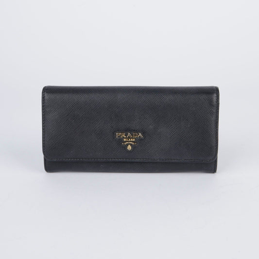 Prada Black Saffiano Leather Long Wallet 1M1132 28135644